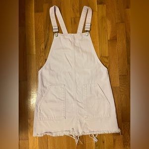 Topshop Moto Women’s Denim Overalls Dress Light Pink/Purple with Frayed Hem